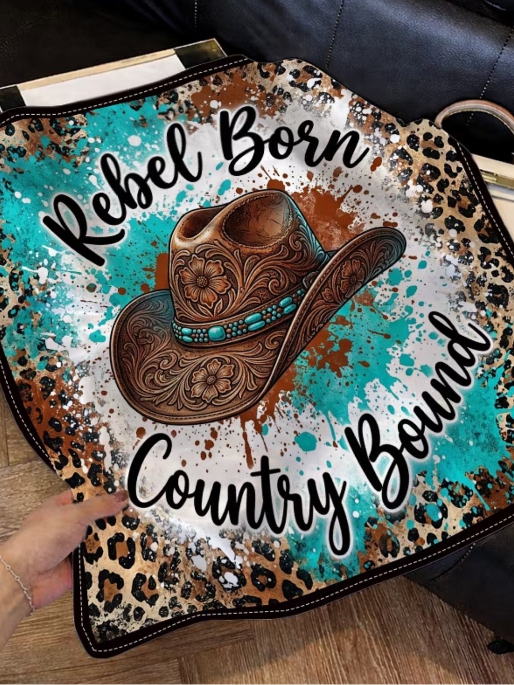 Rebel Born Country Bound Decorative Cowboy Hat Scarf 35”